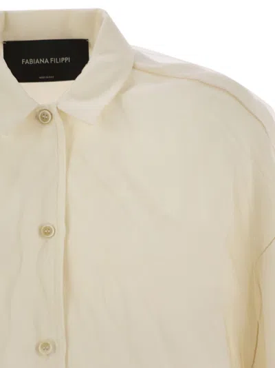 Fabiana Filippi Viscose Linen Short Sleeve Shirt With Bottom Drawsting