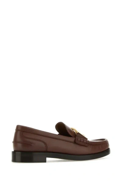 Fendi Baguette Leather Buckle Loafers