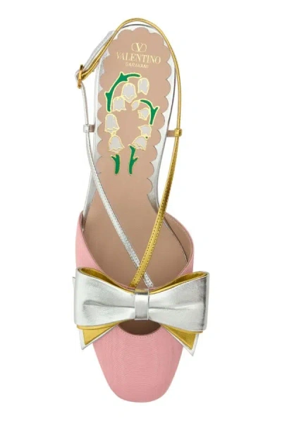 Valentino Scarpe Con Tacco Bowow In Tessuto Rosa Donna