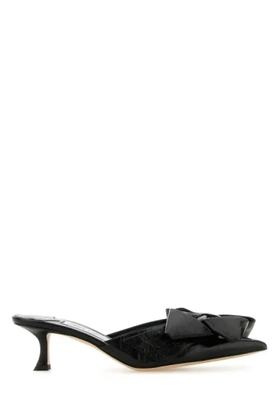 Jimmy Choo Flaca 50 Bow And Crystal-embellished Mesh And Suede Mules
