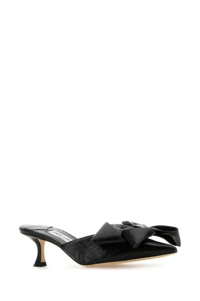 Jimmy Choo Flaca 50 Bow And Crystal-embellished Mesh And Suede Mules