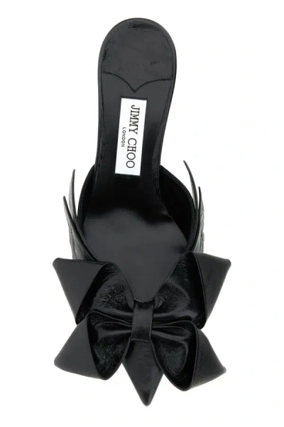 Jimmy Choo Flaca 50 Bow And Crystal-embellished Mesh And Suede Mules