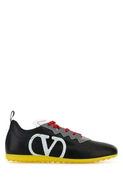 Valentino Garavani Black Sneakers With Asymmetric Toe And Vlogo Detail On The Side In Tech Fabric Ma In Black