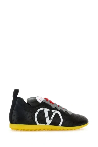 Valentino Garavani Black Sneakers With Asymmetric Toe And Vlogo Detail On The Side In Tech Fabric Ma In Black