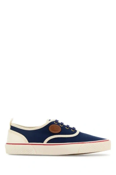 Valentino Garavani Blue Low Top Sneakers With Vlogo Patch On The Side In Cotton Man