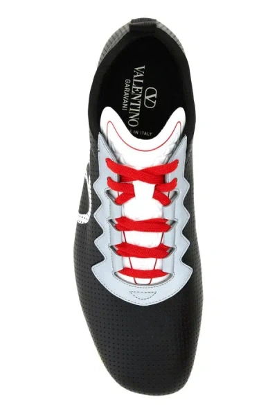 Valentino Garavani Black Sneakers With Asymmetric Toe And Vlogo Detail On The Side In Tech Fabric Ma In Black