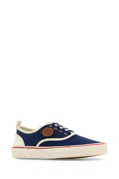 Valentino Garavani Blue Low Top Sneakers With Vlogo Patch On The Side In Cotton Man