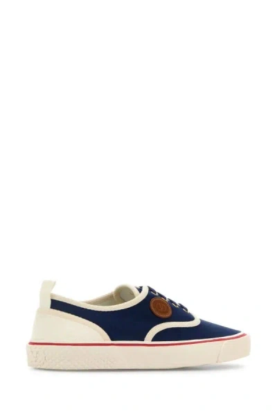 Valentino Garavani Blue Low Top Sneakers With Vlogo Patch On The Side In Cotton Man