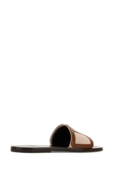 Valentino Garavani Viva Superstar Slide Sandal In Canvas Fabric And Nappa Leather