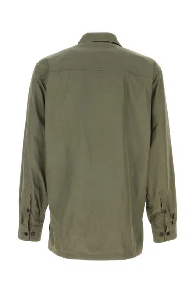 Dries Van Noten Army Green Polyester Cornish Shirt In Green