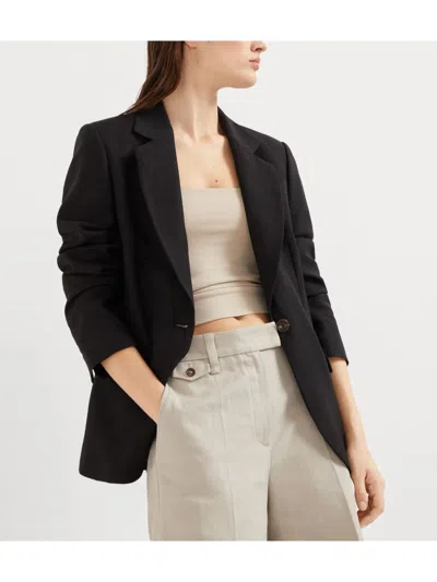 Brunello Cucinelli Linen Fluid Jacket With Shiny Details In Multicolor