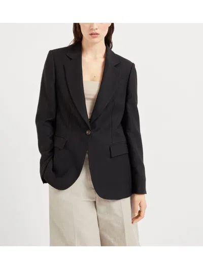 Brunello Cucinelli Linen Fluid Jacket With Shiny Details In Multicolor
