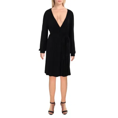Lisa & Lucy Womens Jersey Puff Sleeve Wrap Dress In Black