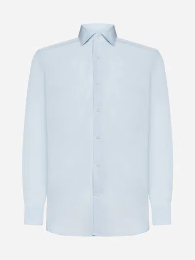 D4.0 Zephir Cotton Shirt In Sky Blue