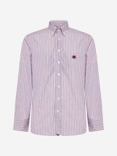 Etro Striped Cotton Shirt In Pink