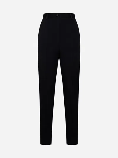 Dolce & Gabbana Women Stretch Wool And Silk Trousers In Black