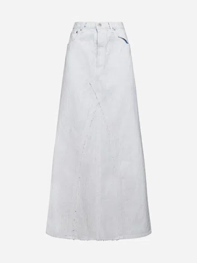 Maison Margiela Coated Denim Long Skirt In White