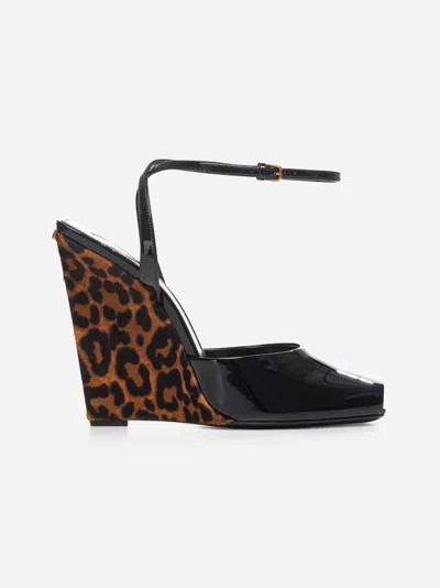 Saint Laurent Le Scandale 110 Patent Leather Wedge Sandals