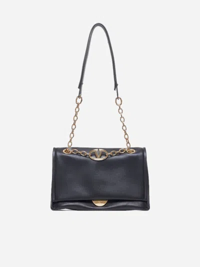 Valentino Vlogo Chain Leather Small Tote Bag In Black