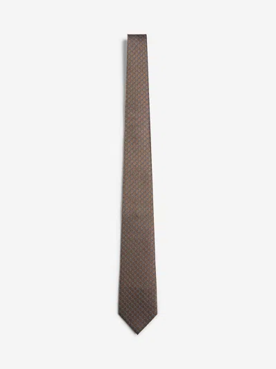 Gucci Men Brown Gg Silk Jacquard Tie