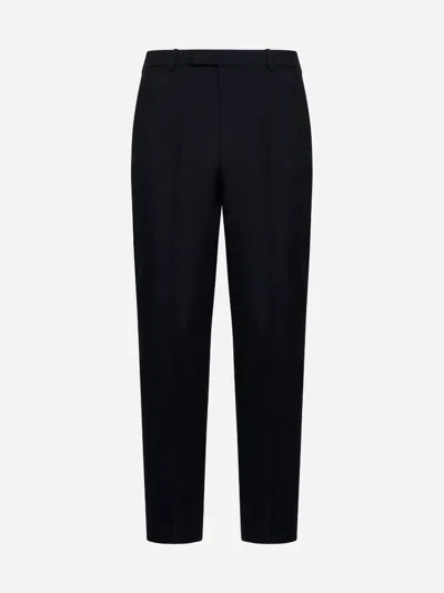 Gucci Wool Blend Twill Bush Trousers In Black