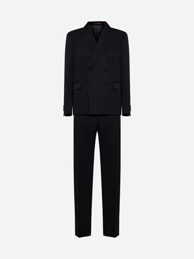 Gucci Wool Suit Double-breasted Design Structured Shoulders In Black