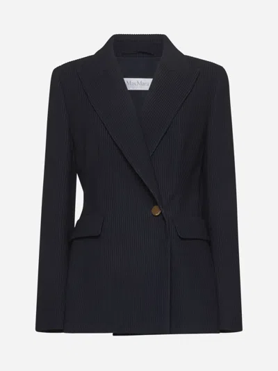 Max Mara Women Blue Gabardine Pagano Blazer
