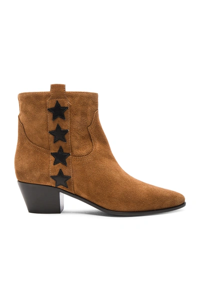 Shop Saint Laurent Rock Suede & Leather Boots In Brown.  In Fox & Black