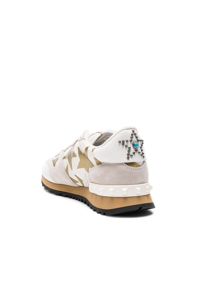 Shop Valentino Canvas & Suede Sneakers In Bianco, Gold, & Multi