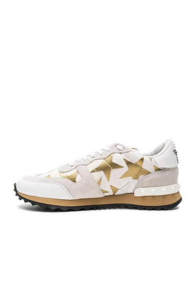 Shop Valentino Canvas & Suede Sneakers In Bianco, Gold, & Multi