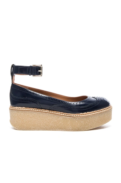 Flamingos Leather Kitty Flat In Navy & Natural