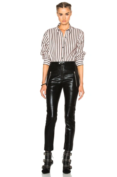 Shop Isabel Marant Manray Shirt Story Blouse In White, Black, Red, Stripes. In Black & Red
