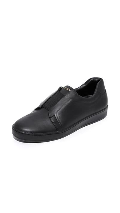 Dkny Woman Bobbi Leather Slip-on Sneakers Black