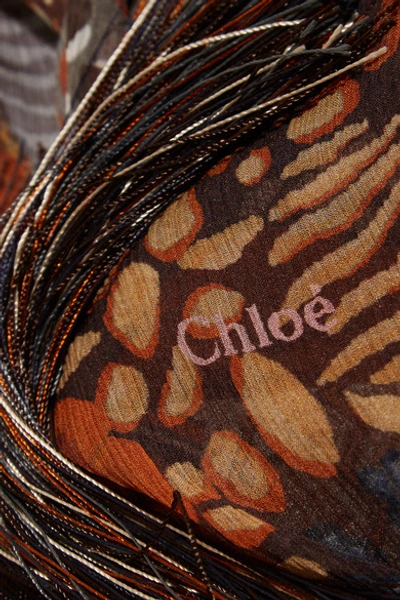 Shop Chloé Printed Silk-crepon Blouse
