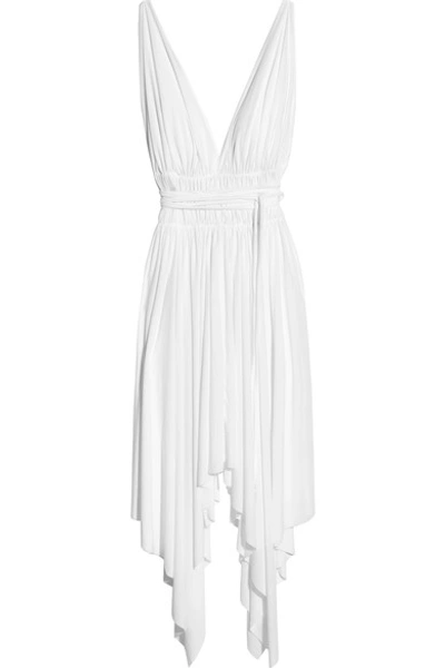 Norma Kamali Goddess Ruched Stretch-jersey Maxi Dress In White