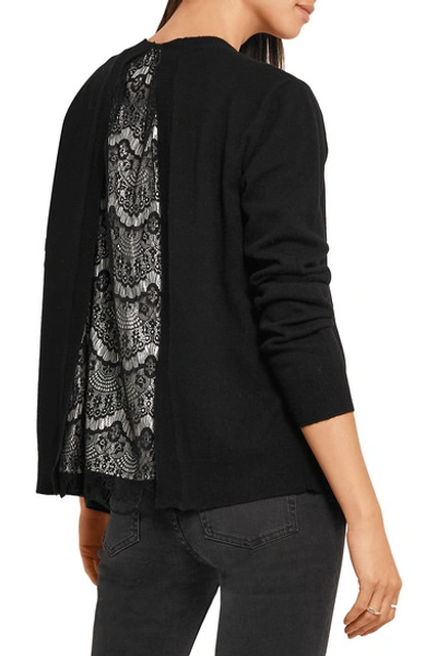 Shop Clu Lace-paneled Wool And Cashmere-blend Cardigan