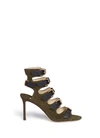 JIMMY CHOO 'Trick 85' contrast leather strap caged suede sandals