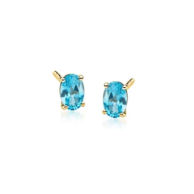 Rs Pure By Ross-simons Oval London Blue Topaz Stud Earrings In 14kt Yellow Gold In Blue