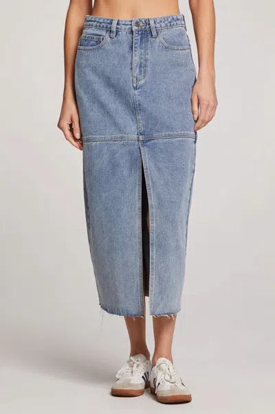 Saltwater Luxe Parker Midi Skirt In Stonewash Denim In Multi