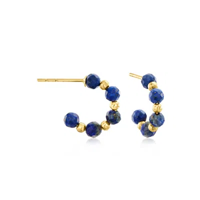 Rs Pure By Ross-simons 3-3.5mm Lapis Bead C-hoop Earrings In 14kt Yellow Gold In Blue