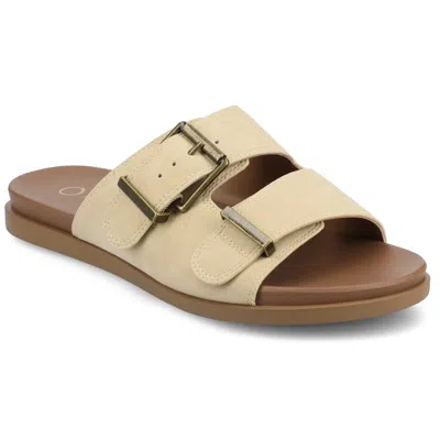 Journee Collection Cosette Buckle Slide Sandal In Beige