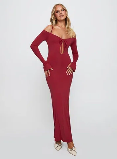 Princess Polly Lucillea Long Sleeve Maxi Dress Red In Red