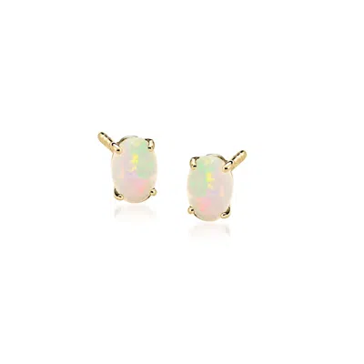 Rs Pure By Ross-simons Oval Opal Stud Earrings In 14kt Yellow Gold In White
