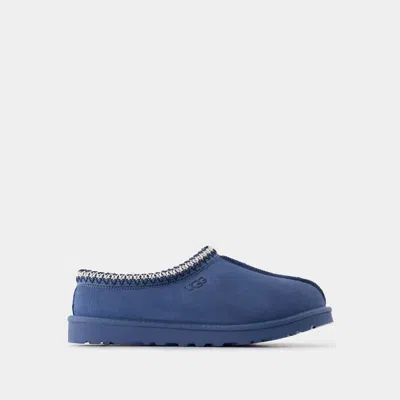 Ugg Mens Navy Tasman Contrast-stitch Suede And Shearling Slippers In Blue