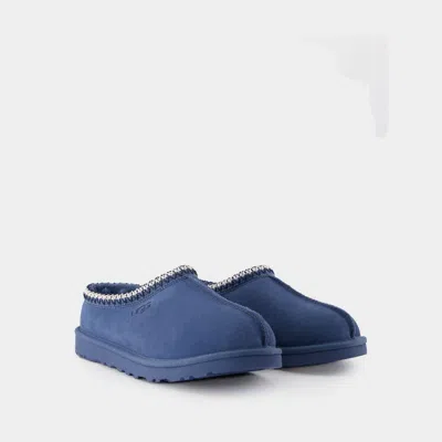 Ugg Mens Navy Tasman Contrast-stitch Suede And Shearling Slippers In Blue