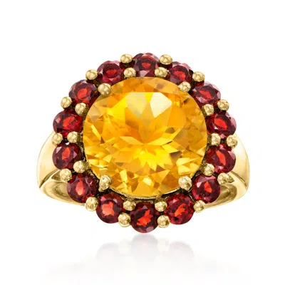Ross-simons Citrine And Garnet Ring In 18kt Gold Over Sterling In Yellow