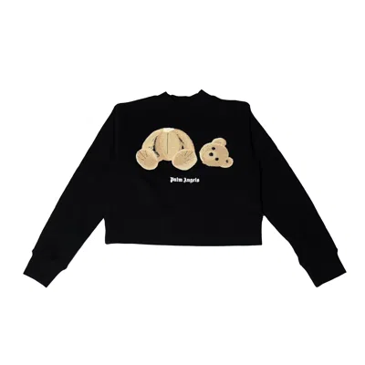 Palm Angels Bear Crewneck Sweatshirts Black In Black