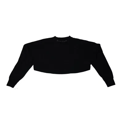 Palm Angels Logo Print Cropped Top Black