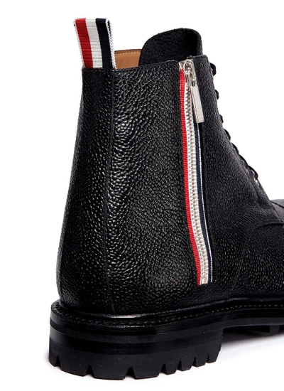 Shop Thom Browne Pebble Leather Commando Boots