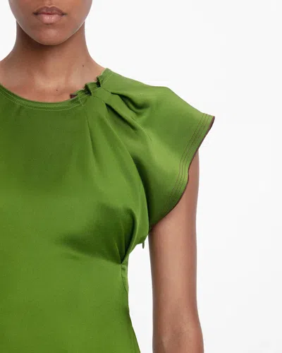 Victoria Beckham Draped Sleeveless Midi Dress With Asymmetric Detailing In Green